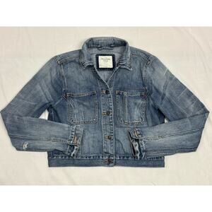 Abercrombie & Fitch Vintage Distressed Denim Trucker Jacket Y2K Women's Size L